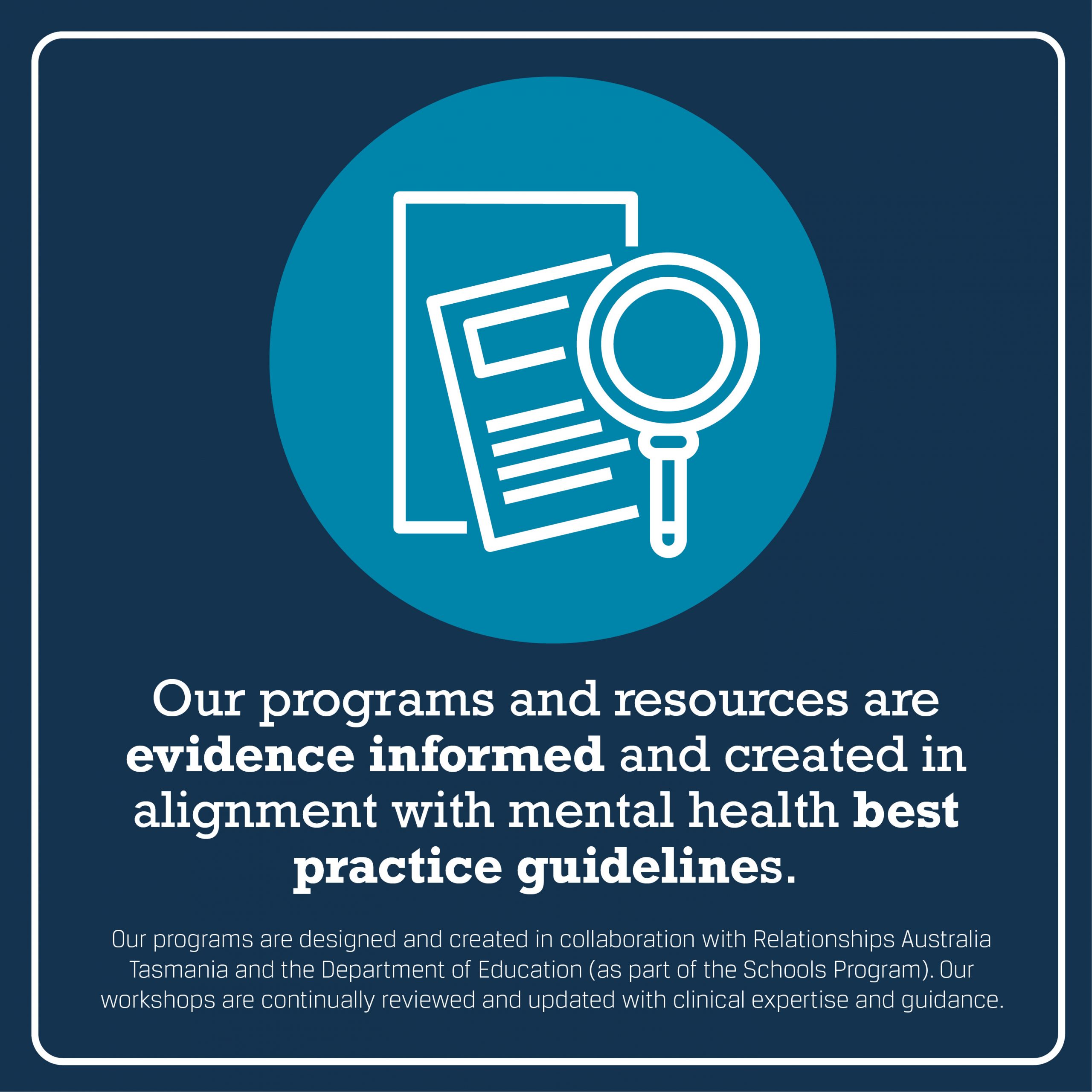 Stay ChatTY - Our programs and resources are evidence informed and created in alignment with mental health best practice guidelines.